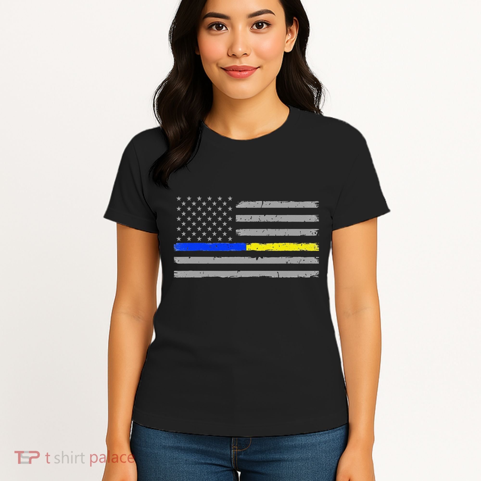 Thin Blue Gold Line 911 Police Dispatcher Women's T-Shirt