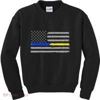 Thin Blue Gold Line 911 Police Dispatcher Kids Sweatshirt thumb 0