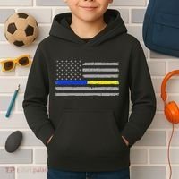 Thin Blue Gold Line 911 Police Dispatcher Kids Hoodie thumb 2