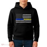 Thin Blue Gold Line 911 Police Dispatcher Kids Hoodie thumb 4