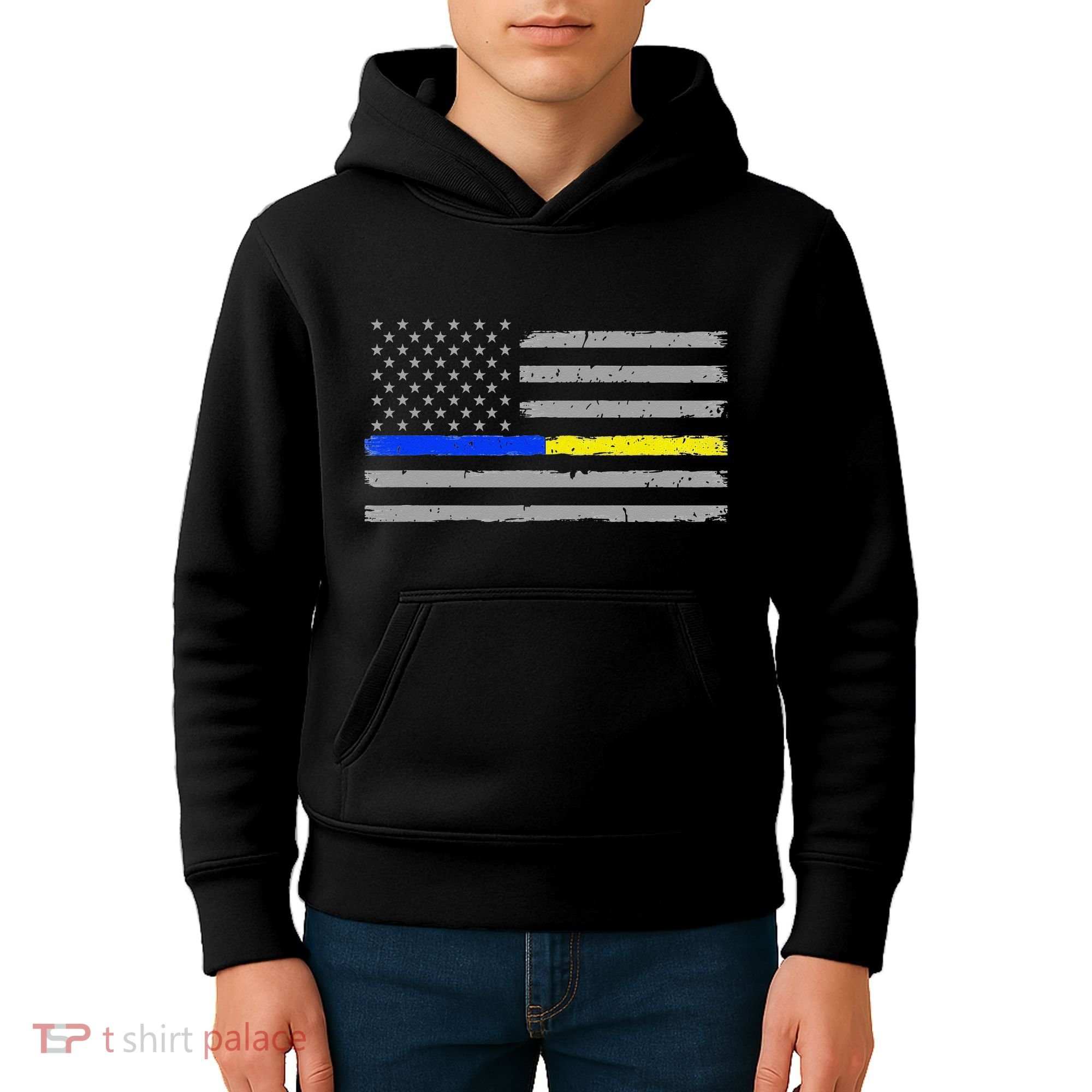 Thin Blue Gold Line 911 Police Dispatcher Kids Hoodie