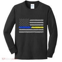 Thin Blue Gold Line 911 Police Dispatcher Kids Long Sleeve Shirt thumb 0