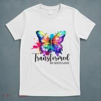 Transformed By Gods Love Colorful Butterfly T-Shirt thumb 5
