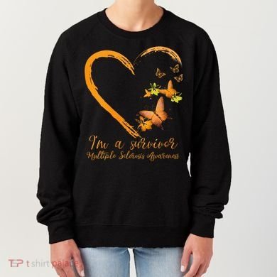 Teal Butterfly Heart Survivor Multiple Sclerosis Awareness Women's Sweatshirt