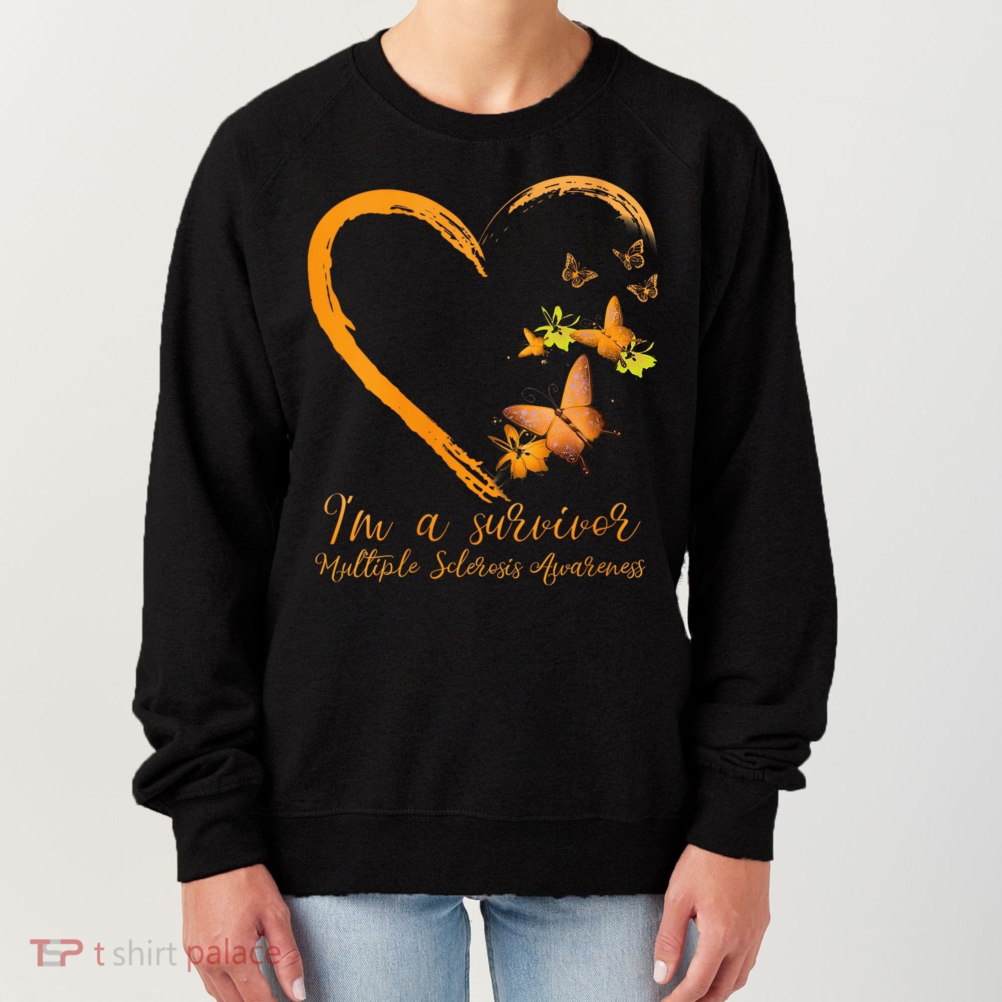 Teal Butterfly Heart Survivor Multiple Sclerosis Awareness Women's Sweatshirt