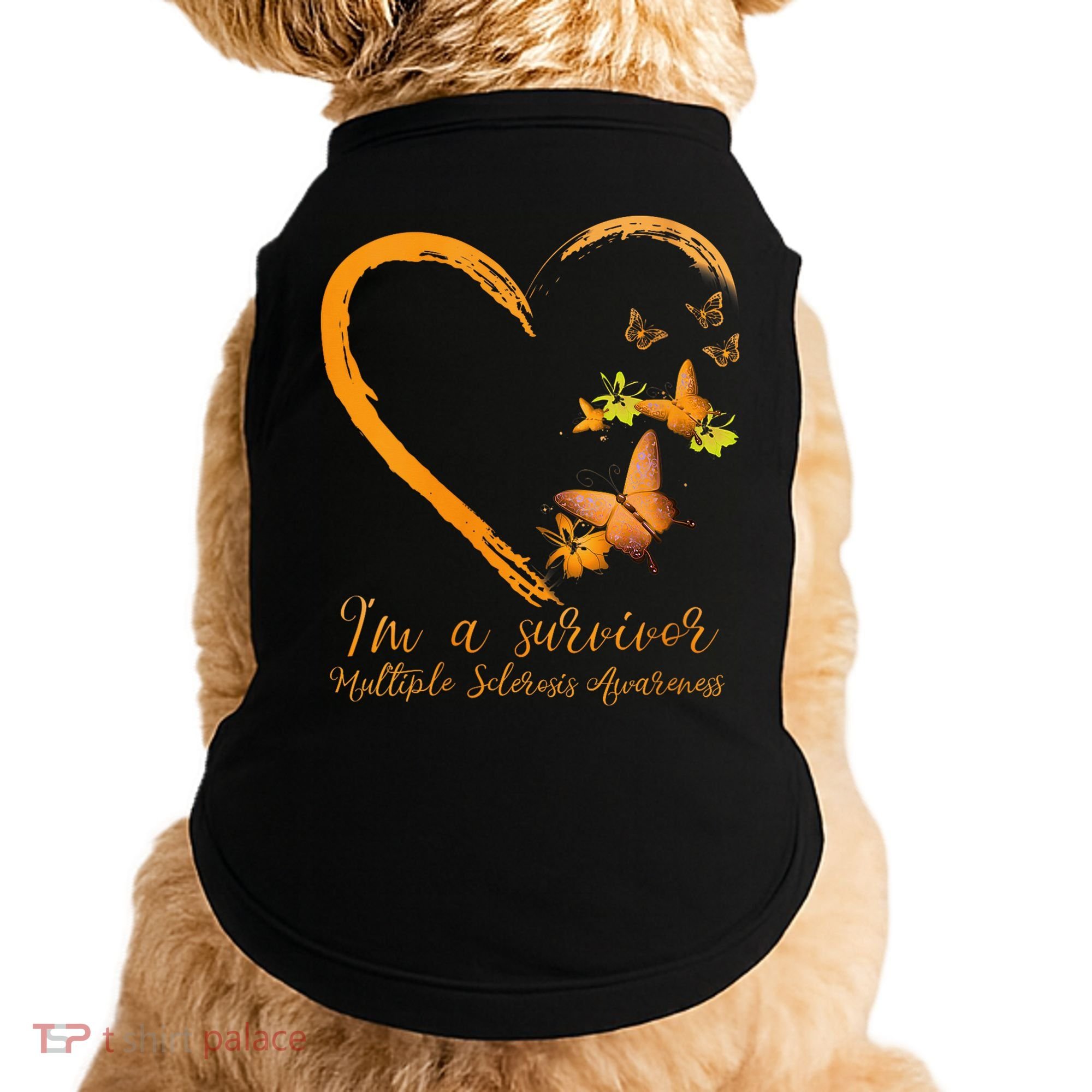 Teal Butterfly Heart Survivor Multiple Sclerosis Awareness Doggie Tank