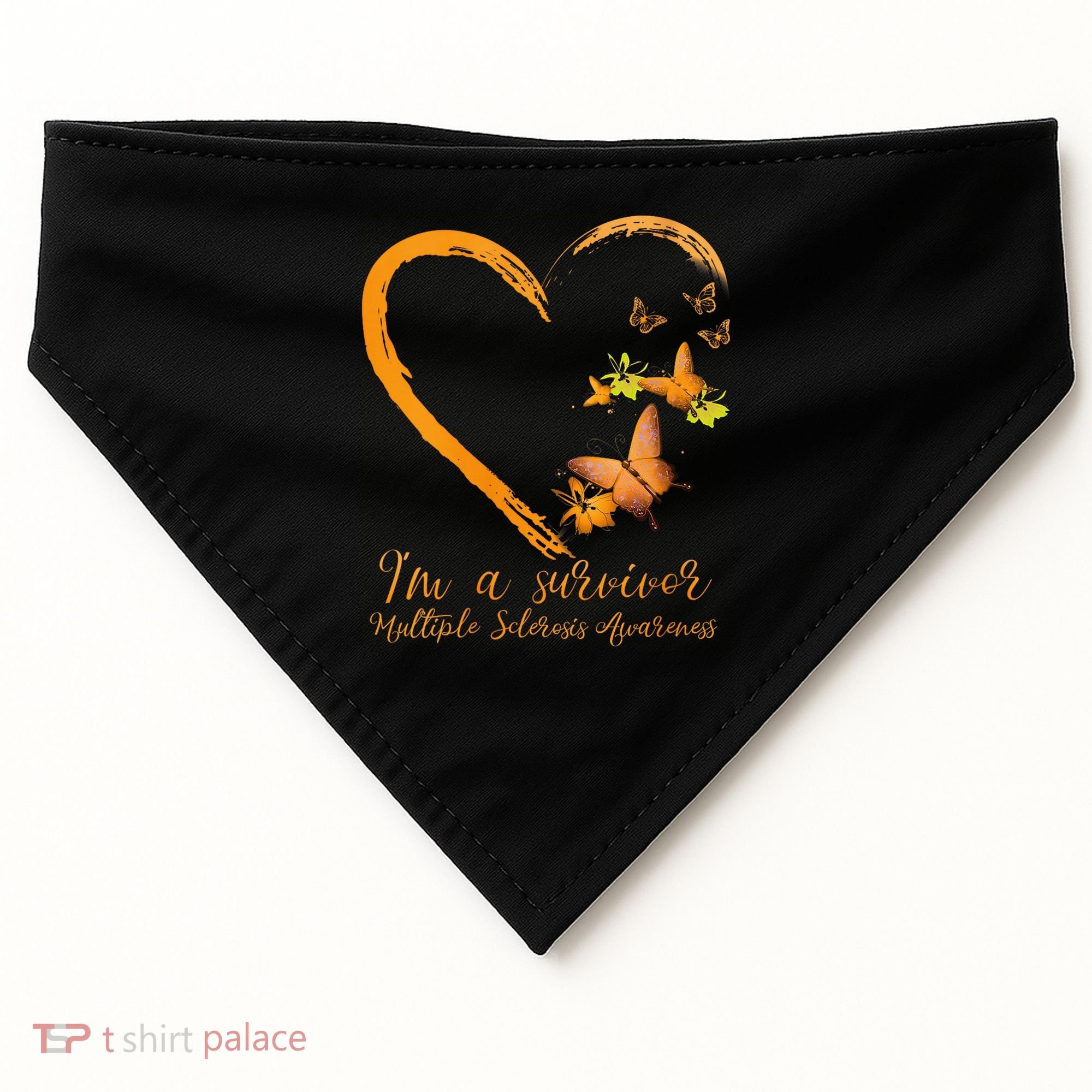 Teal Butterfly Heart Survivor Multiple Sclerosis Awareness USA-Made Doggie Bandana