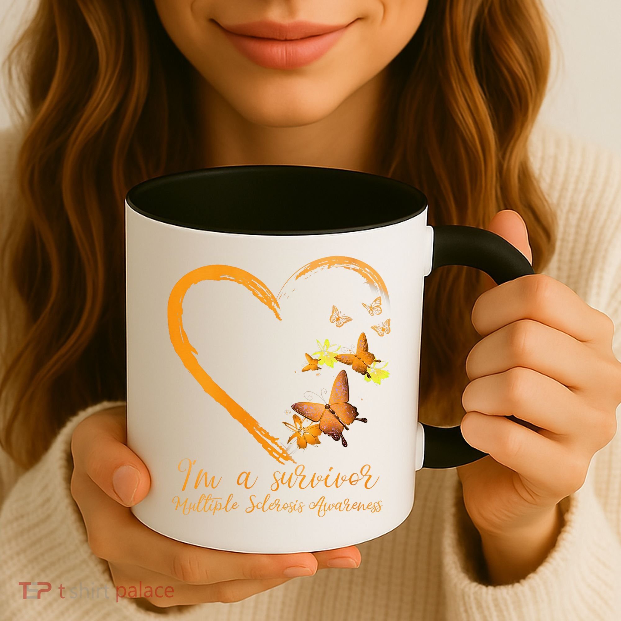 Teal Butterfly Heart Survivor Multiple Sclerosis Awareness Coffee Mug