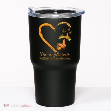 Teal Butterfly Heart Survivor Multiple Sclerosis Awareness Tumbler