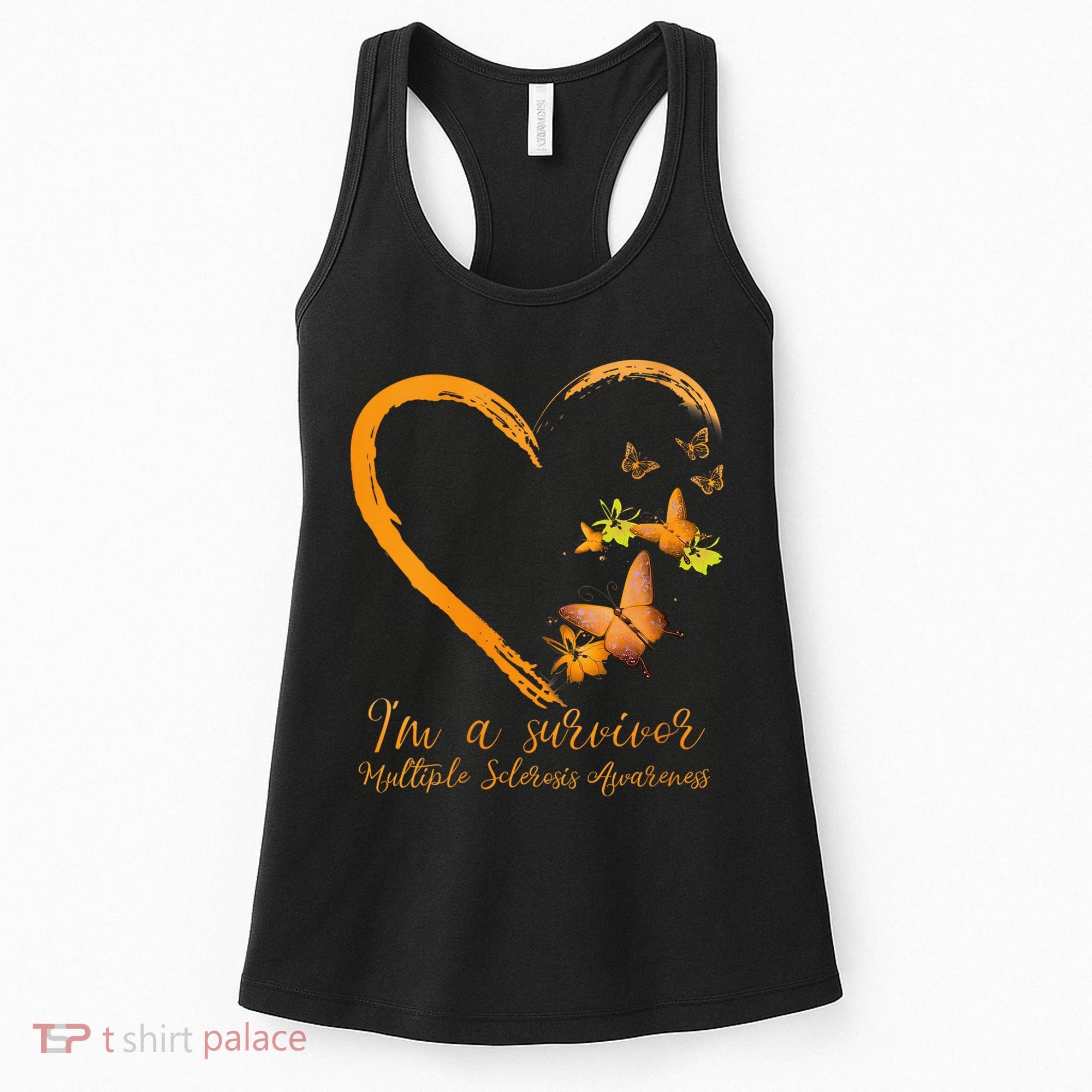 Teal Butterfly Heart Survivor Multiple Sclerosis Awareness Women's Tank Top