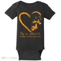 Teal Butterfly Heart Survivor Multiple Sclerosis Awareness Baby Bodysuit thumb 0