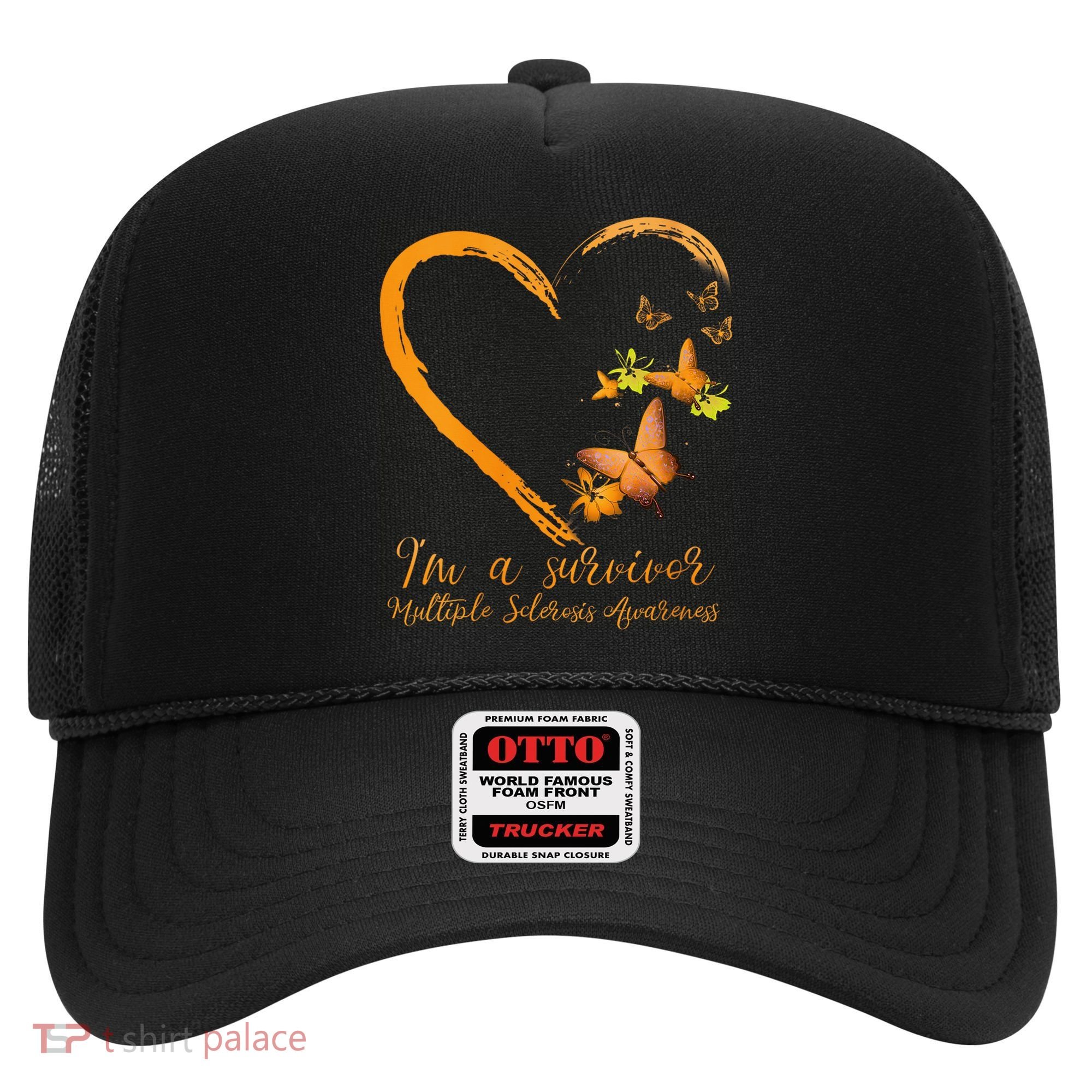 Teal Butterfly Heart Survivor Multiple Sclerosis Awareness Hat