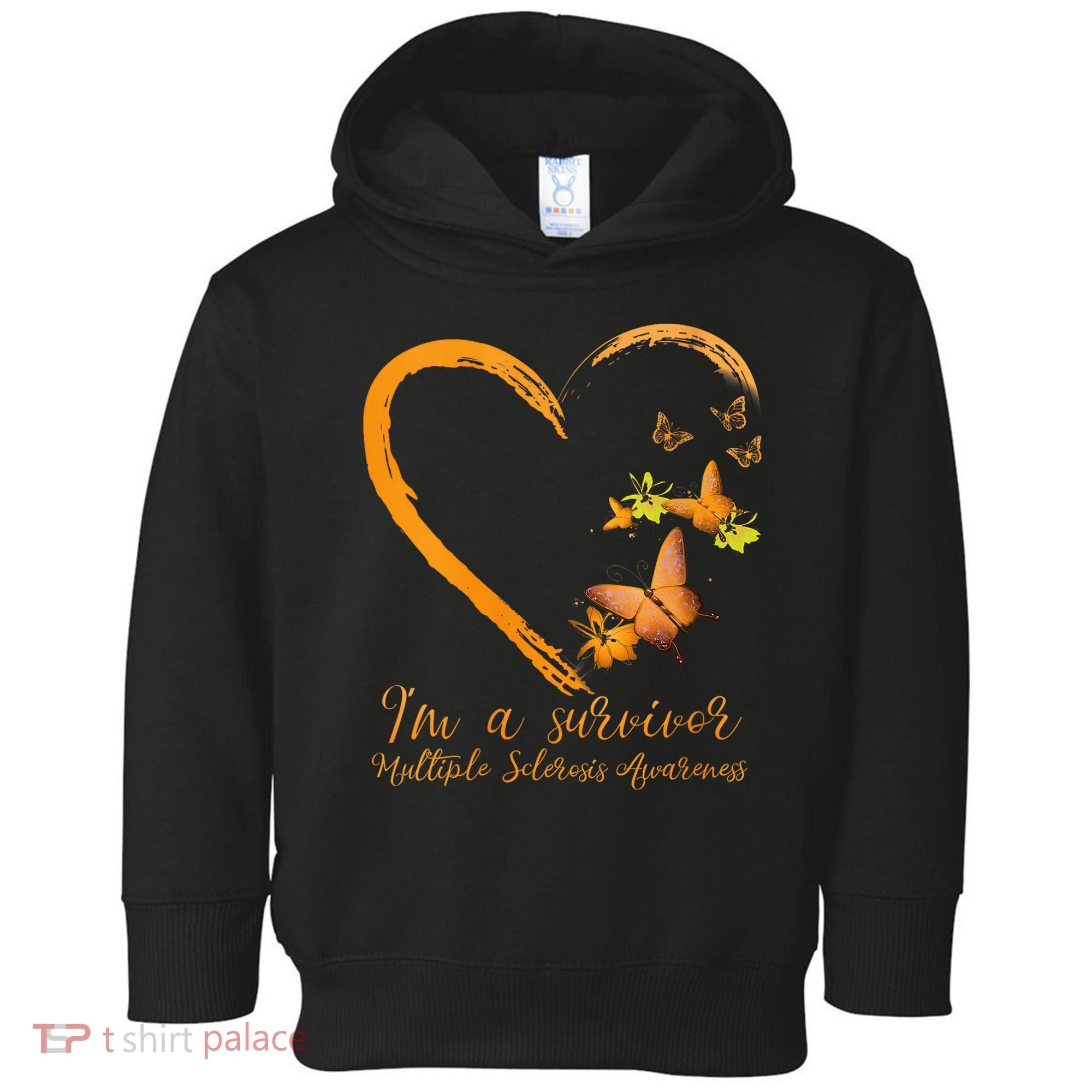Teal Butterfly Heart Survivor Multiple Sclerosis Awareness Toddler Hoodie