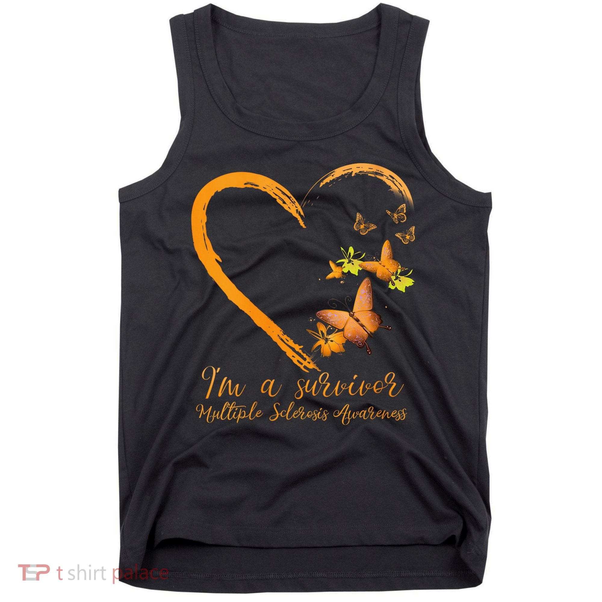 Teal Butterfly Heart Survivor Multiple Sclerosis Awareness Tank Top