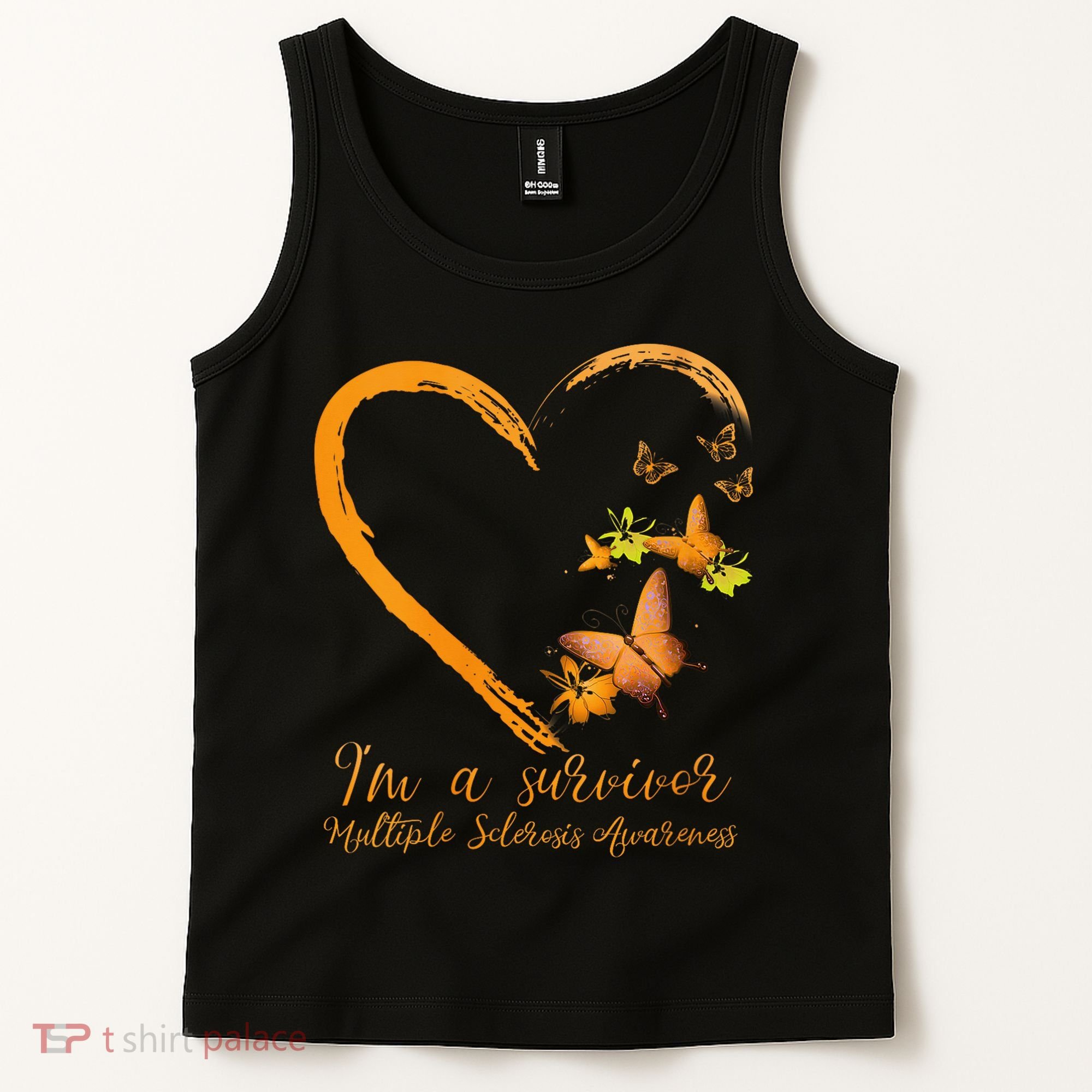 Teal Butterfly Heart Survivor Multiple Sclerosis Awareness Tank Top