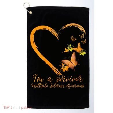 Teal Butterfly Heart Survivor Multiple Sclerosis Awareness Golf Towel
