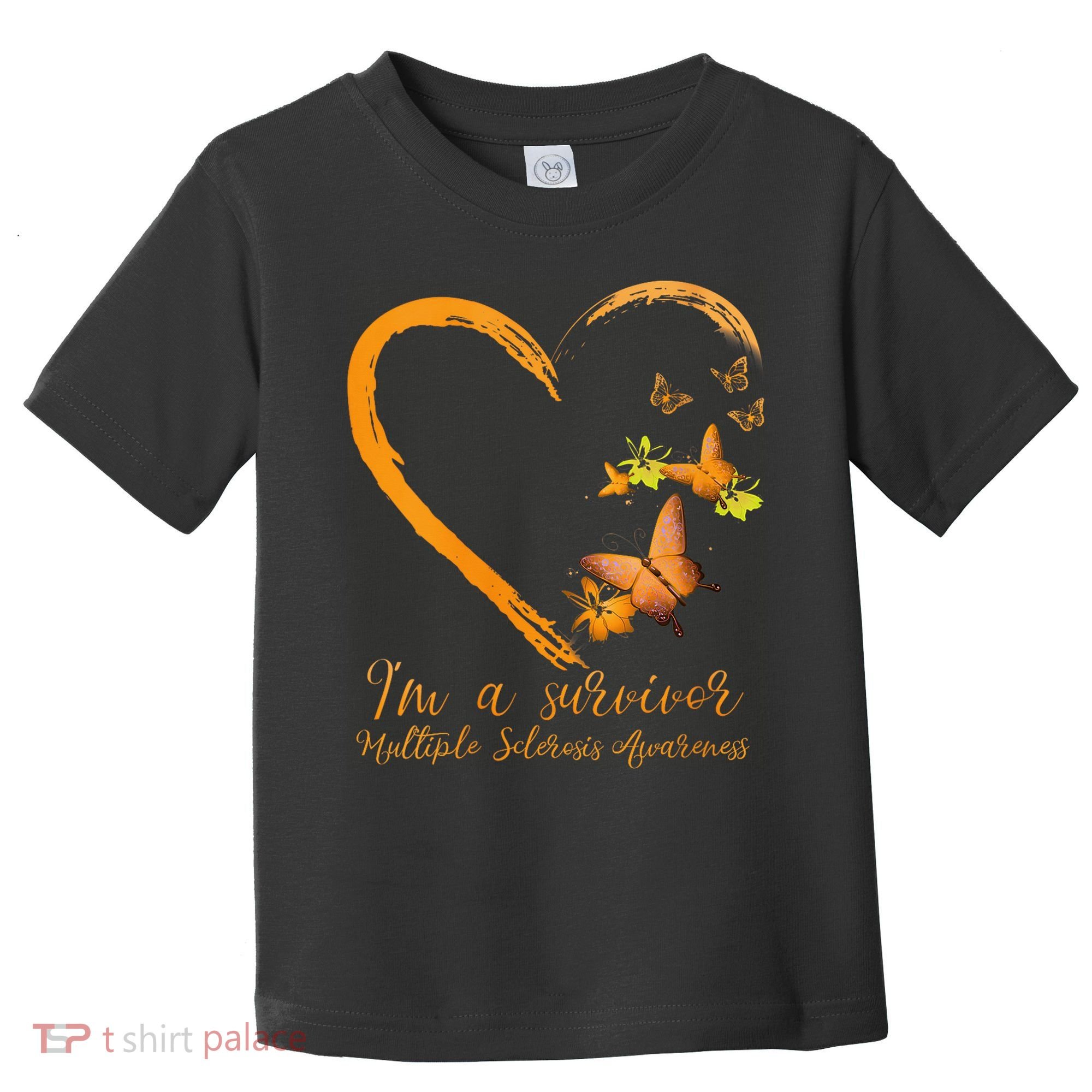Teal Butterfly Heart Survivor Multiple Sclerosis Awareness Toddler T-Shirt
