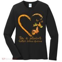Teal Butterfly Heart Survivor Multiple Sclerosis Awareness Women's Long Sleeve Shirt thumb 0