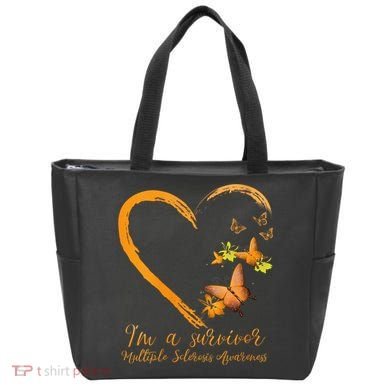 Teal Butterfly Heart Survivor Multiple Sclerosis Awareness Tote Bag