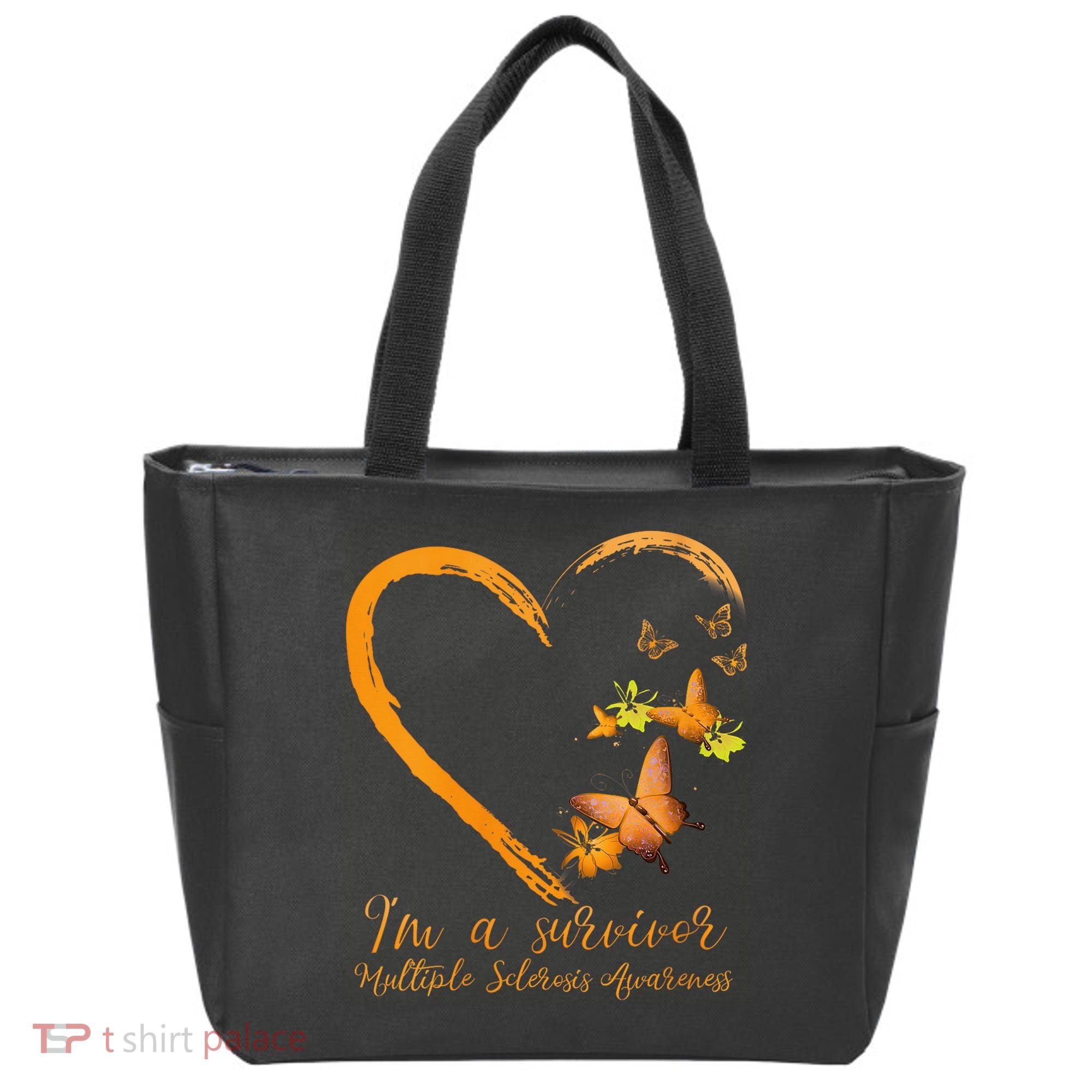 Teal Butterfly Heart Survivor Multiple Sclerosis Awareness Tote Bag