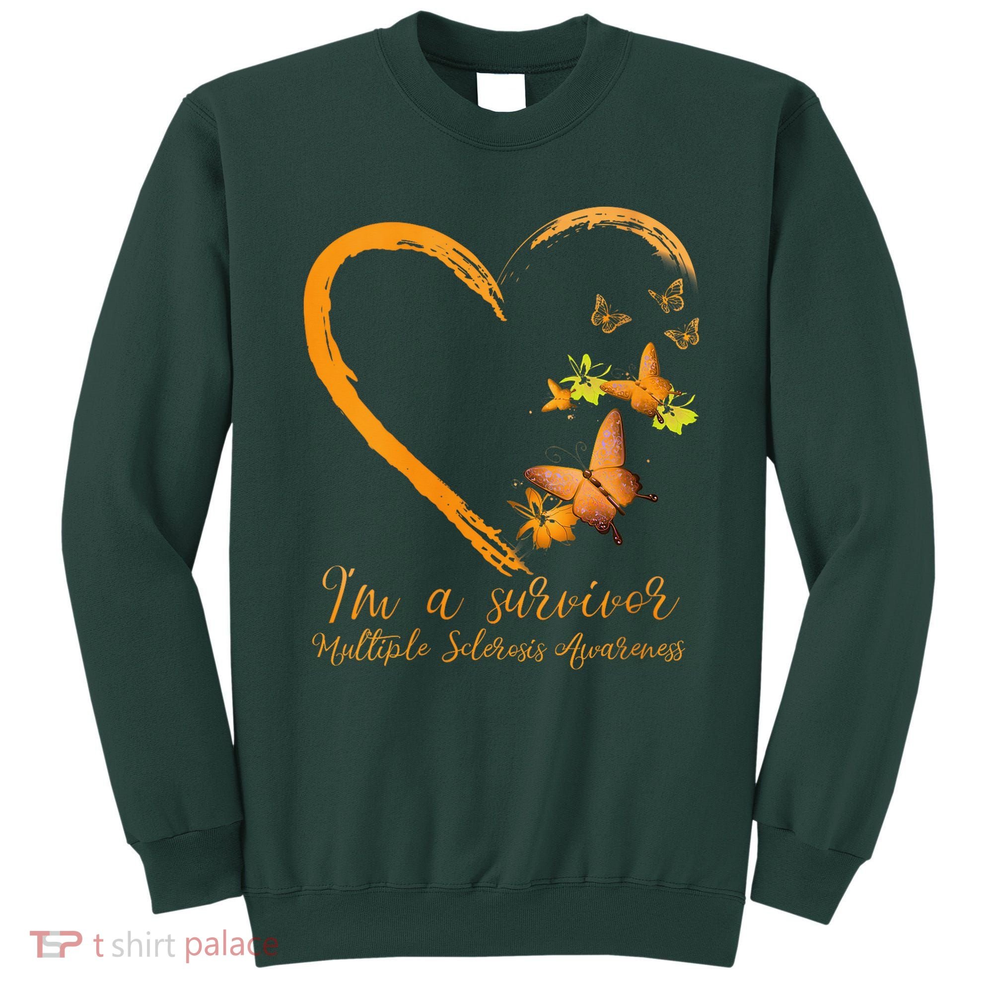 Teal Butterfly Heart Survivor Multiple Sclerosis Awareness Sweatshirt