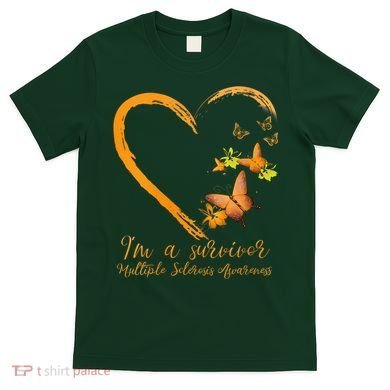 Teal Butterfly Heart Survivor Multiple Sclerosis Awareness T-Shirt