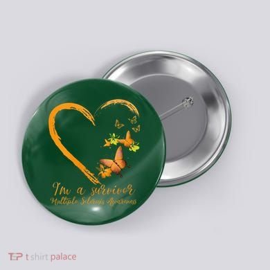 Teal Butterfly Heart Survivor Multiple Sclerosis Awareness Button