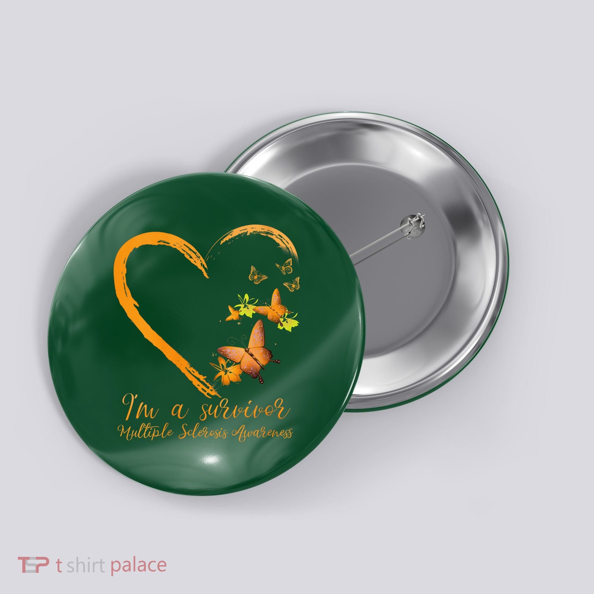 Teal Butterfly Heart Survivor Multiple Sclerosis Awareness Button