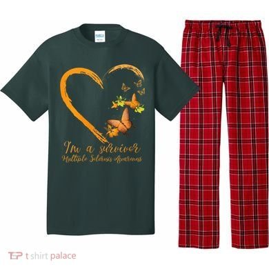Teal Butterfly Heart Survivor Multiple Sclerosis Awareness Pajama Set