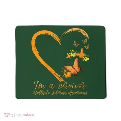 Teal Butterfly Heart Survivor Multiple Sclerosis Awareness Mousepad