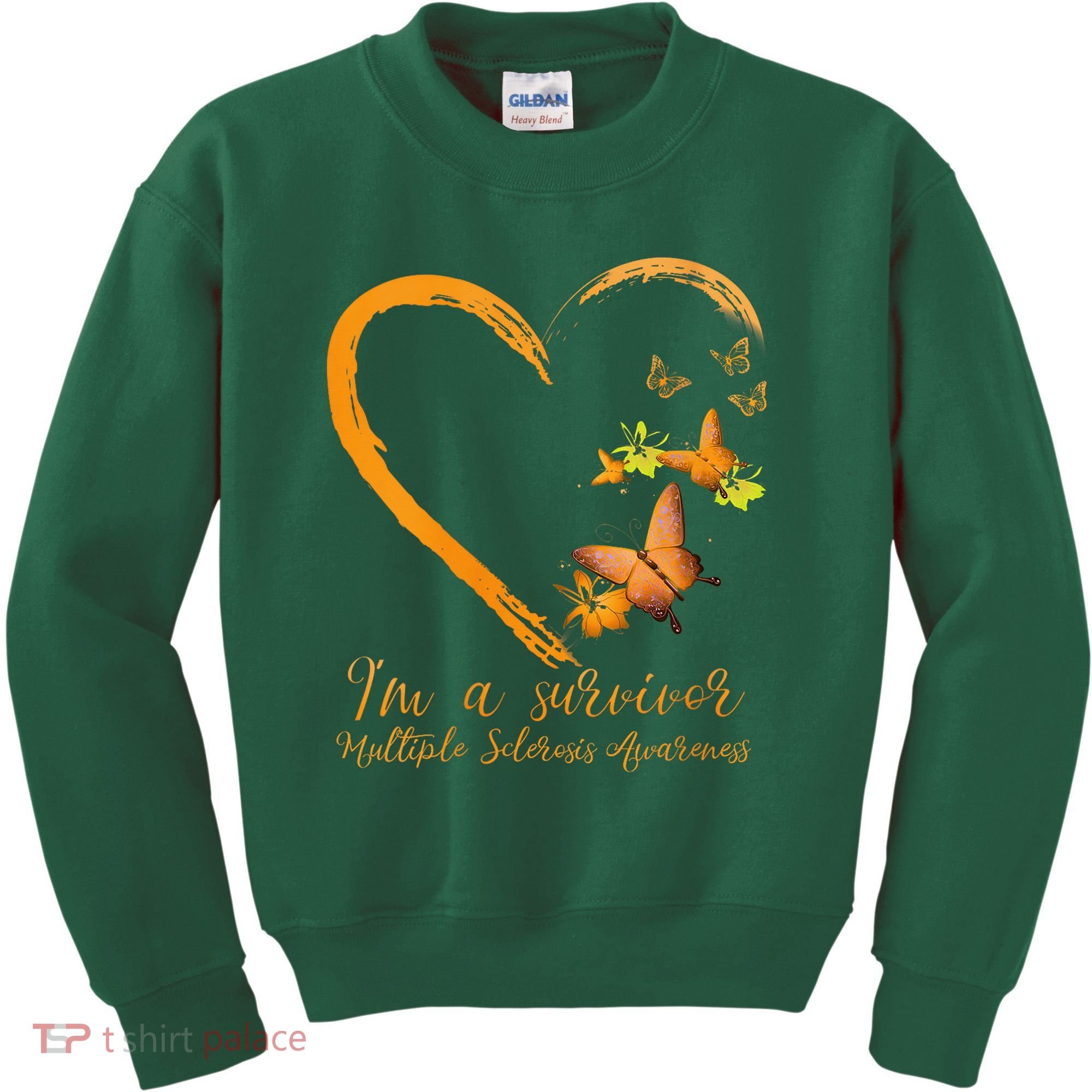 Teal Butterfly Heart Survivor Multiple Sclerosis Awareness Kids Sweatshirt