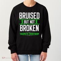 Traumatic Brain Injury Awareness Bruised Broken Green Ribbon Women's Sweatshirt thumb 0