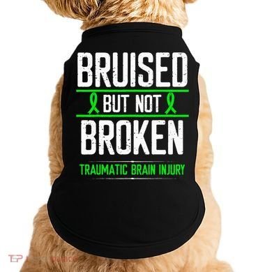 Traumatic Brain Injury Awareness Bruised Broken Green Ribbon Doggie Tank
