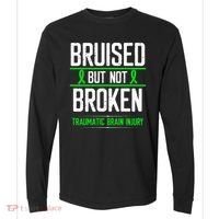 Traumatic Brain Injury Awareness Bruised Broken Green Ribbon Comfort Colors Heavyweight Long Sleeve T-Shirt thumb 0