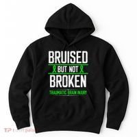 Traumatic Brain Injury Awareness Bruised Broken Green Ribbon Hoodie thumb 0