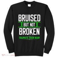 Traumatic Brain Injury Awareness Bruised Broken Green Ribbon Sweatshirt thumb 0