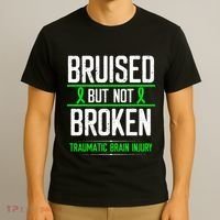 Traumatic Brain Injury Awareness Bruised Broken Green Ribbon T-Shirt thumb 3