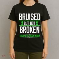 Traumatic Brain Injury Awareness Bruised Broken Green Ribbon T-Shirt thumb 4