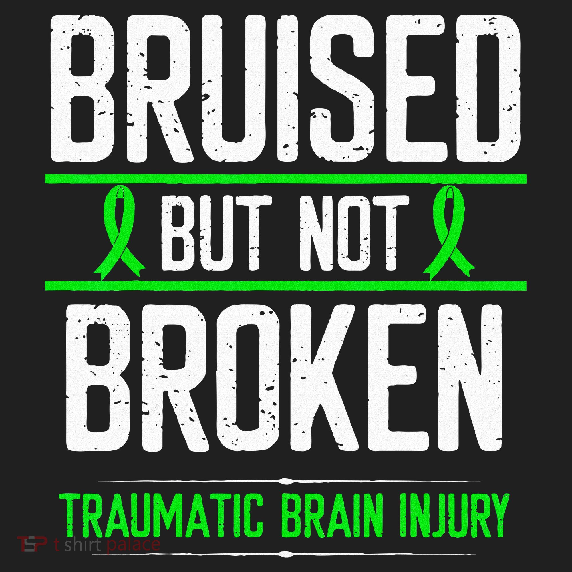 Traumatic Brain Injury Awareness Bruised Broken Green Ribbon Beanie