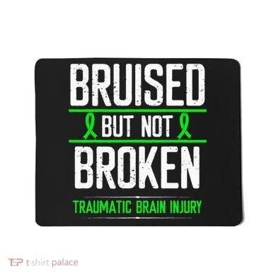Traumatic Brain Injury Awareness Bruised Broken Green Ribbon Mousepad