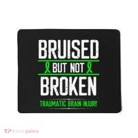 Traumatic Brain Injury Awareness Bruised Broken Green Ribbon Mousepad thumb 0