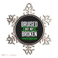 Traumatic Brain Injury Awareness Bruised Broken Green Ribbon Ornament thumb 0