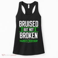 Traumatic Brain Injury Awareness Bruised Broken Green Ribbon Women's Tank Top thumb 0