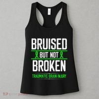 Traumatic Brain Injury Awareness Bruised Broken Green Ribbon Women's Tank Top thumb 3