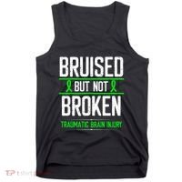 Traumatic Brain Injury Awareness Bruised Broken Green Ribbon Tank Top thumb 0