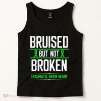 Traumatic Brain Injury Awareness Bruised Broken Green Ribbon Tank Top thumb 2