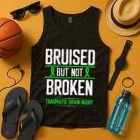 Traumatic Brain Injury Awareness Bruised Broken Green Ribbon Tank Top thumb 4