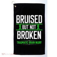 Traumatic Brain Injury Awareness Bruised Broken Green Ribbon Golf Towel thumb 0