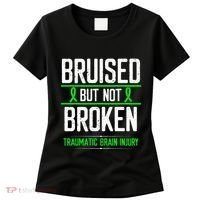 Traumatic Brain Injury Awareness Bruised Broken Green Ribbon Women's T-Shirt thumb 0