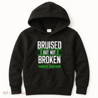 Traumatic Brain Injury Awareness Bruised Broken Green Ribbon Kids Hoodie thumb 0